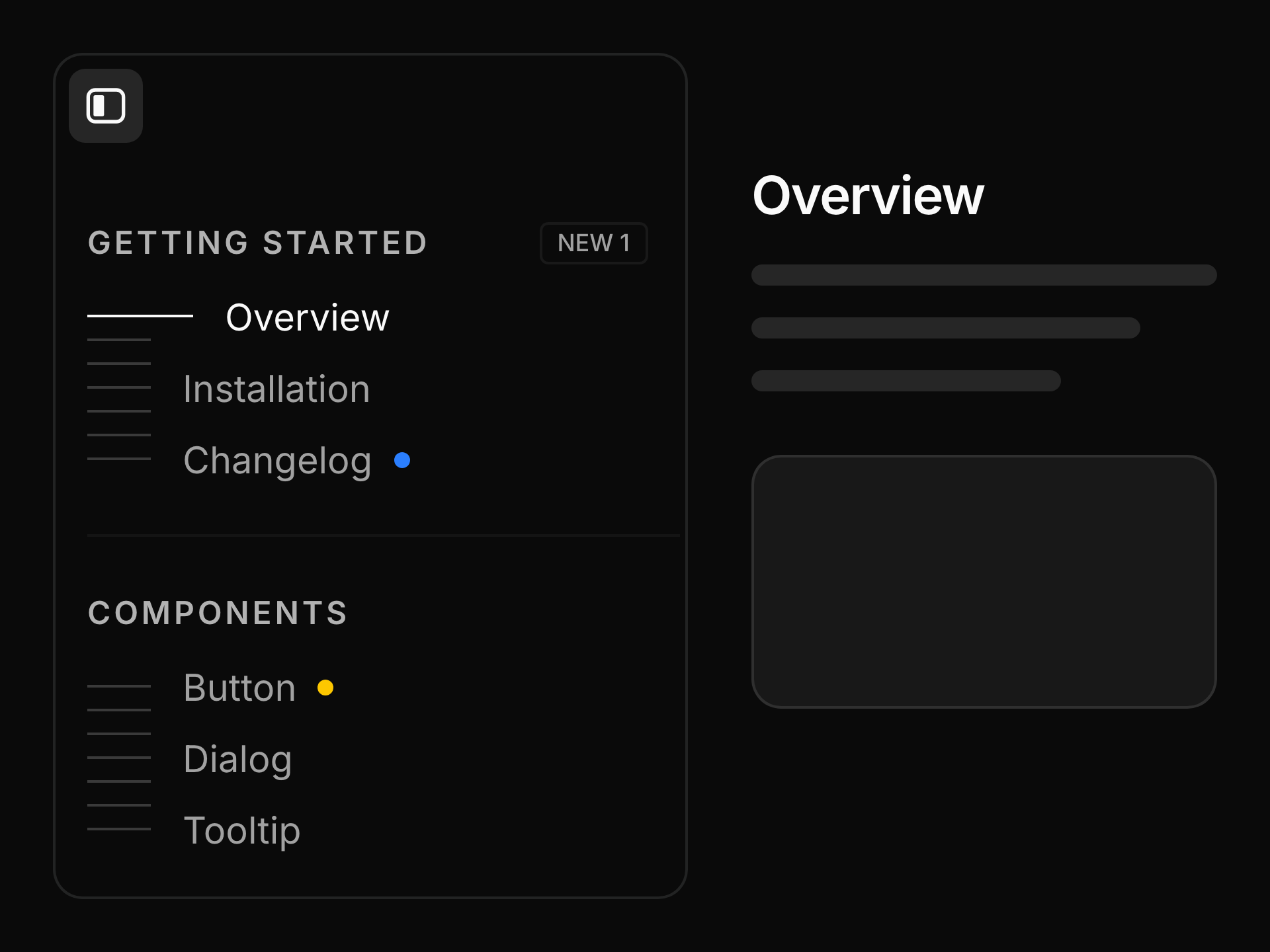 Component Sidebar dark preview